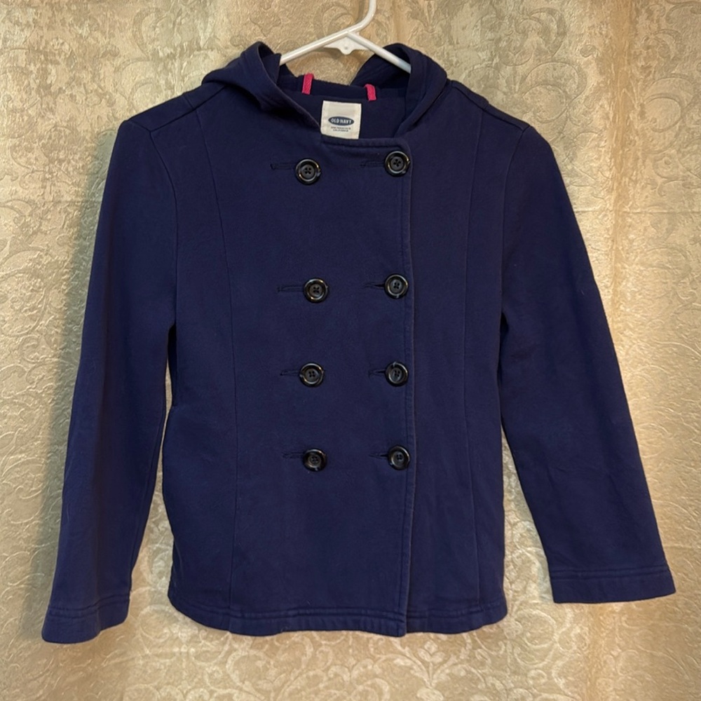Girls hooded pea coat. Navy blue. Old Navy. Size M (8)